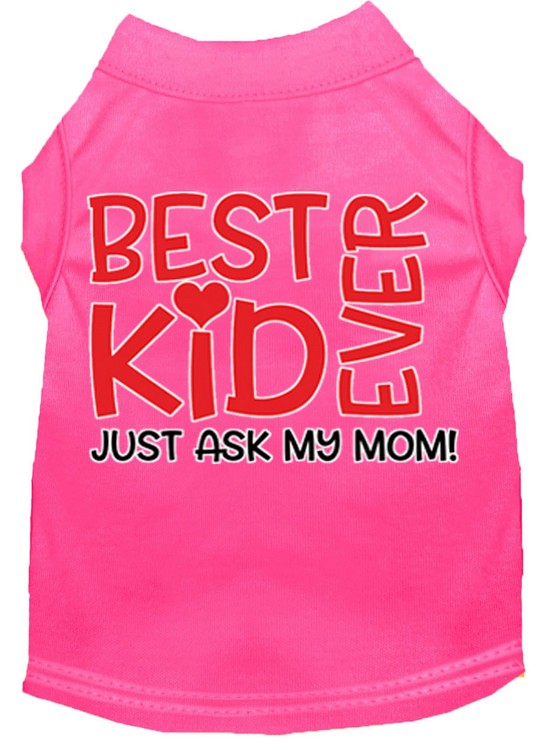 Ask My Parents Screen Print Dog Shirt Bright Pink Med